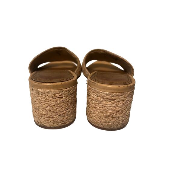 Tory Burch Everly Raffia Block Sandal Slide Size 6 - Picture 4 of 6